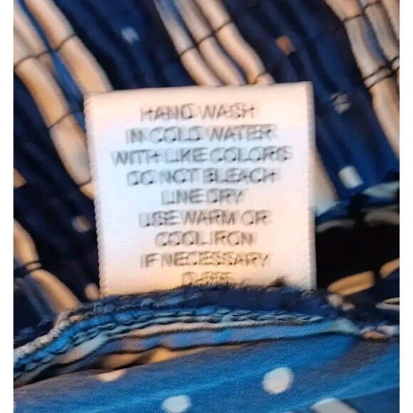 Women's Size 1X Navy/White Romantic Boho Crop Top w/Smocking and Puff Sleeves - Picture 6 of 6